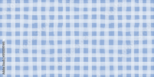 Blue Gingham Seamless Pattern Vector Hand Drawn Plaid Checkered Background