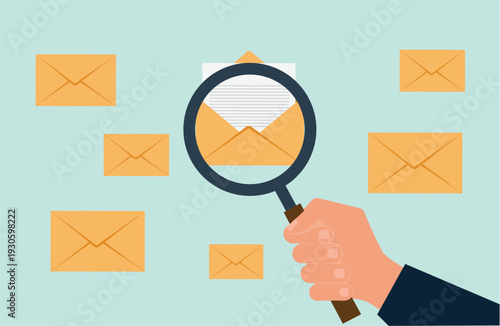 Email Search, Message Analysis, Communication Investigation, Online Data Mining, Information Retrieval, and Modern Technology Concept for Business Correspondence, Cybersecurity