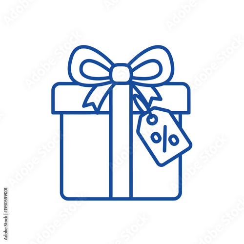 Gift Box With Percentage Tag Icon.