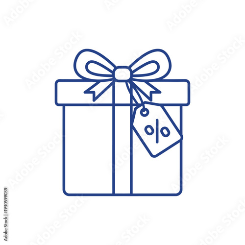Gift Box with Percentage Tag Icon.