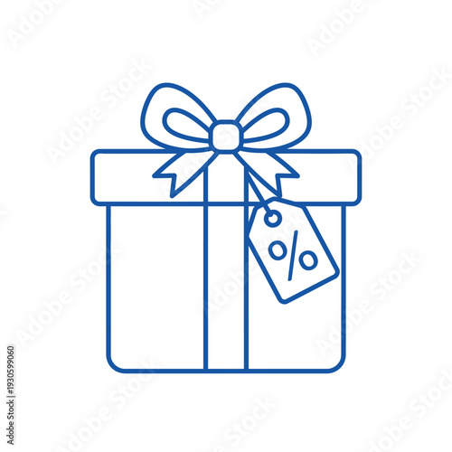 Gift Box with Percentage Tag Icon.