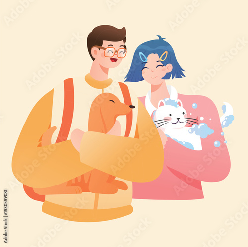 Kitten Pet Care Vector Flat Illustration for E-commerce Shopping Festival