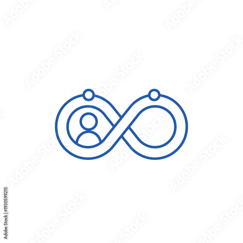 Infinite Loop Symbol with Human Figure Inside.