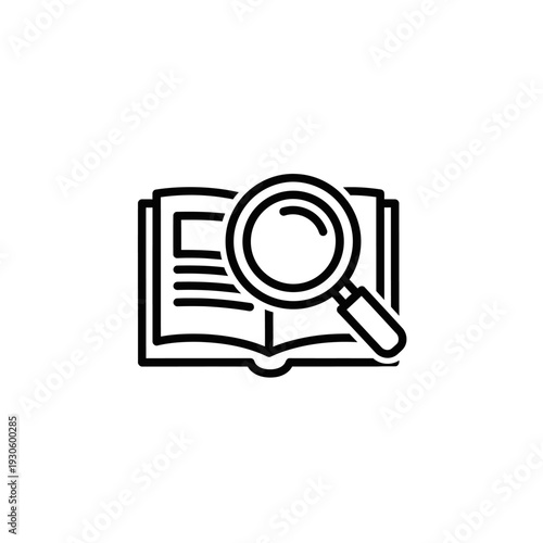 Close-up of Open Book with Magnifying Glass for Research and Study Analysis