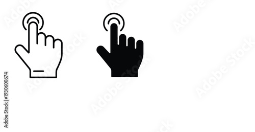 Finger Press Icon Editable Outline Touch Interaction