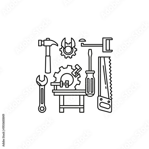 Creative Tools and Hardware Set for DIY Projects and Repairs