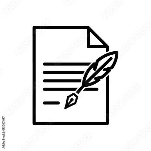 Creative Writing Concept with Quill Pen and Document for Artistic Expression