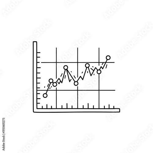 Data Chart with Rising Trend Line and Analytical Markers for Business Growth