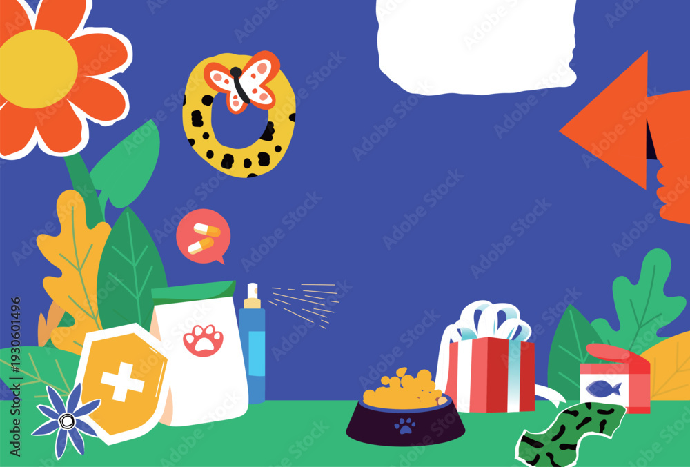 Naklejka premium Kitten Pet Care Vector Flat Illustration for E-commerce Shopping Festival