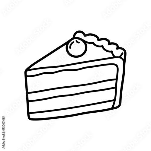 Delicious Layered Cake Slice with Cream and Cherry Topping, Perfect Dessert