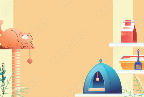 Kitten Pet Care Vector Flat Illustration for E-commerce Shopping Festival