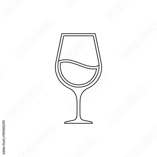 Elegant Wine Glass Illustration with Clear Line Art for Creative Design Projects