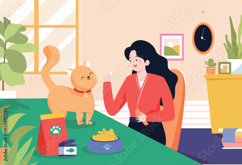 Kitten Pet Care Vector Flat Illustration for E-commerce Shopping Festival