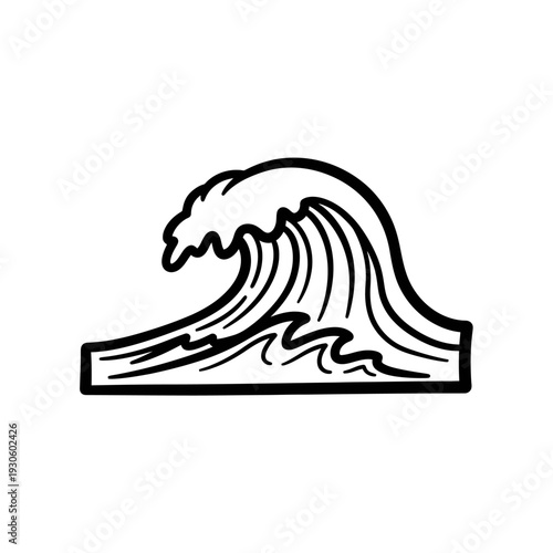 Dynamic Wave Illustration Showing Ocean Surf and Sea Movement