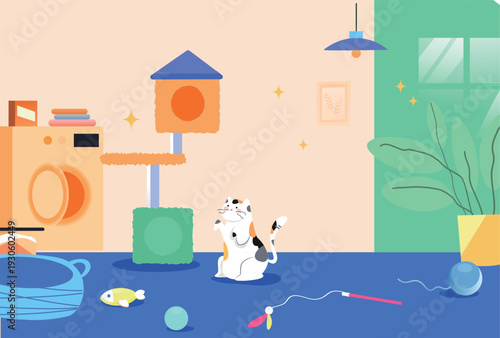 Kitten Pet Care Vector Flat Illustration for E-commerce Shopping Festival