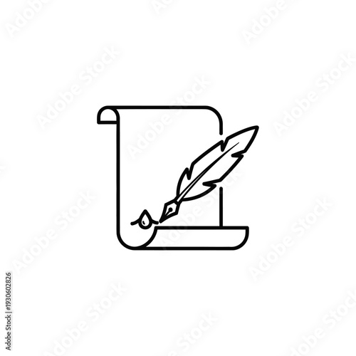 Elegant Quill Pen and Scroll Paper for Creative Writing and Literary Art