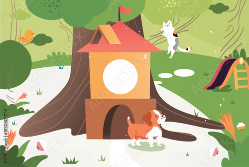 Kitten Pet Care Vector Flat Illustration for E-commerce Shopping Festival