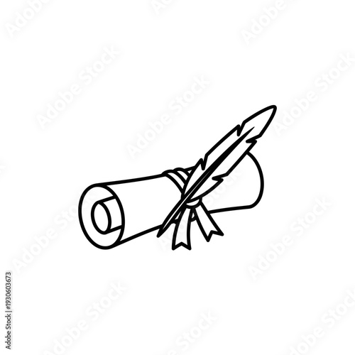 Historical Letter and Quill Document Illustration for Educational and Design Use