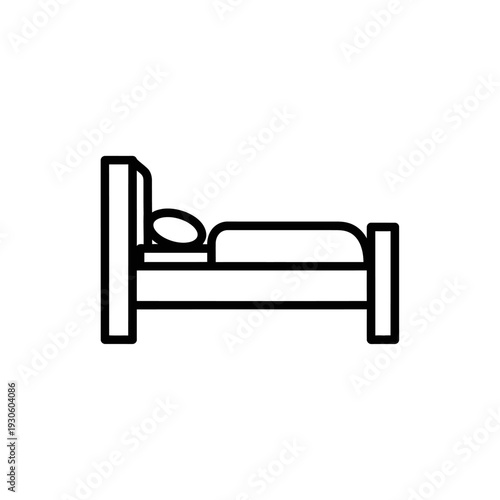 Minimalist Bedroom Bed Frame Illustration in Black and White