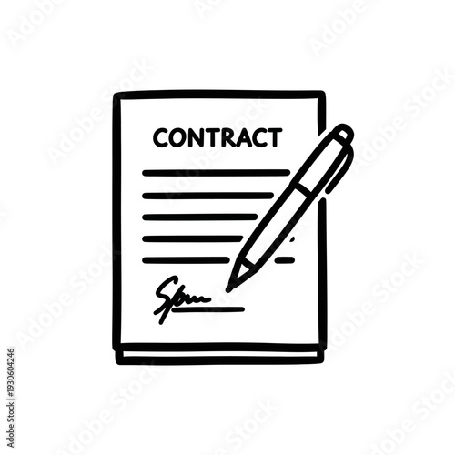 Legal Business Contract Document with Pen for Agreement Signing and Documentation