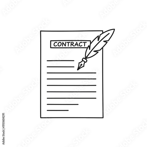 Legal Contract Document with Quill Pen for Business Agreement and Formal Signing