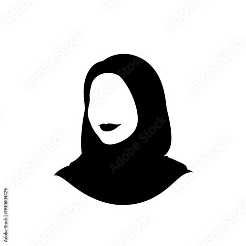 Silhouette of a Woman Wearing a Hijab, Simple and Elegant Design.