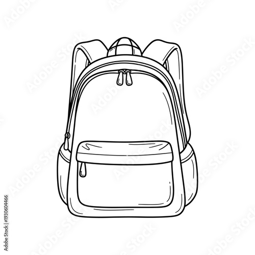 Line Art Illustration of a Modern Backpack for Travel and School Use