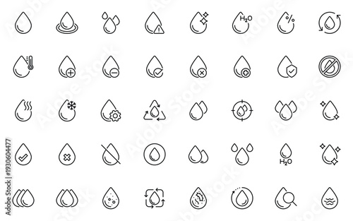set of water icons, clean water, water purification