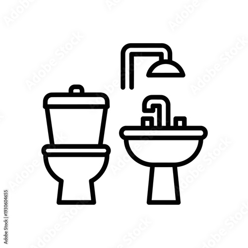 Minimalist Bathroom Fixtures Including Toilet and Sink with Shower Head