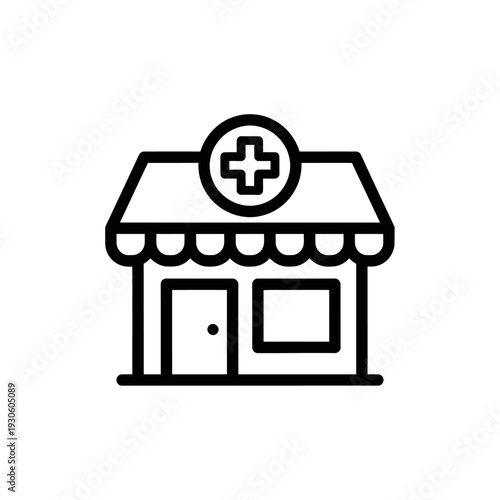 Medical Clinic Building with Healthcare Cross Sign for Health Services