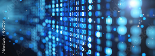 Digital Data Stream: The image captures a dynamic flow of binary code, representing a modern digital landscape and the ever-evolving world of information. 