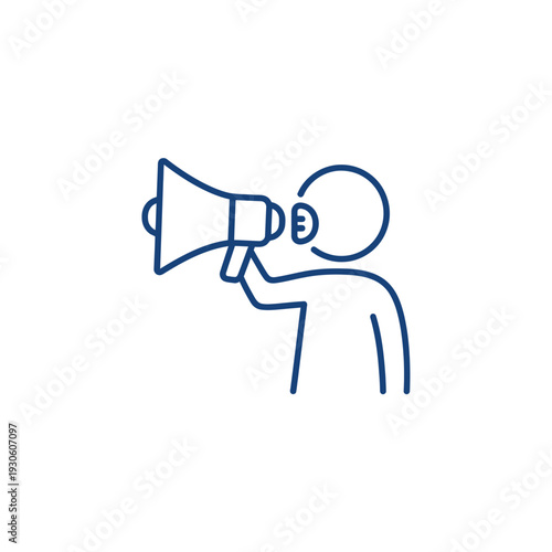 Person holding a megaphone announcing something important.