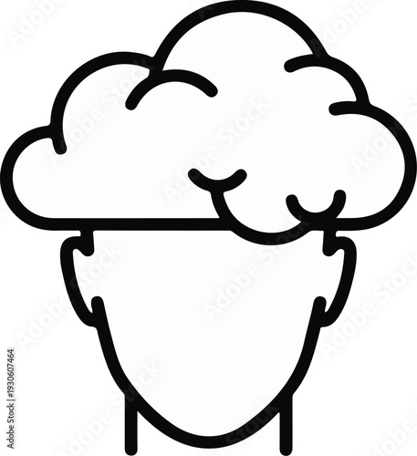Stylized cloud-like entity emerging from an outlined head shape