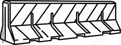 Stylized line art illustration of a concrete barrier with slanted markings