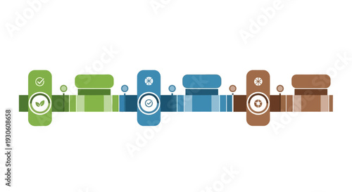 An abstract infographic illustrating a modern sustainable business process workflow, emphasizing efficiency and resource management.