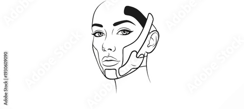 Stylized portrait of a woman's face with futuristic facial enhancements