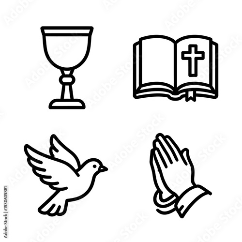Church Elements Outline Icon Collection