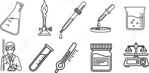 Laboratory equipment and tools illustrations
