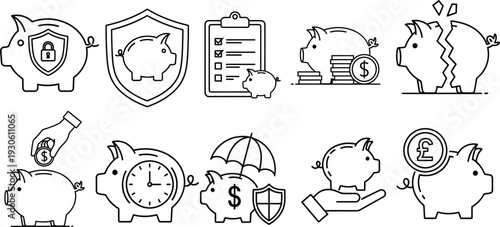 Financial security and savings icons