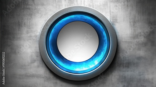 Abstract futuristic circle design on concrete wall.  Possible use Backgrounds, website graphics, product mockups