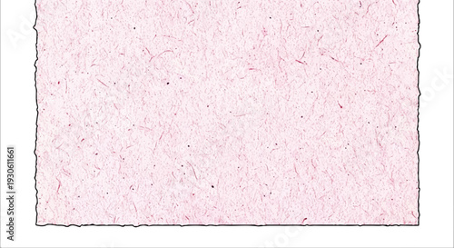 Textured pale pink paper with rough edges and subtle dark flecks