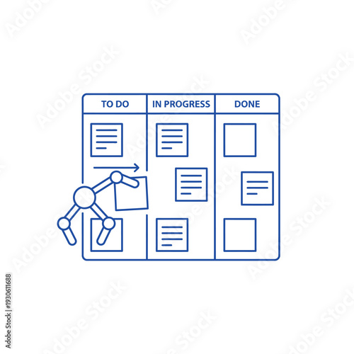 Robotic Arm Moving Task Card on Kanban Board.