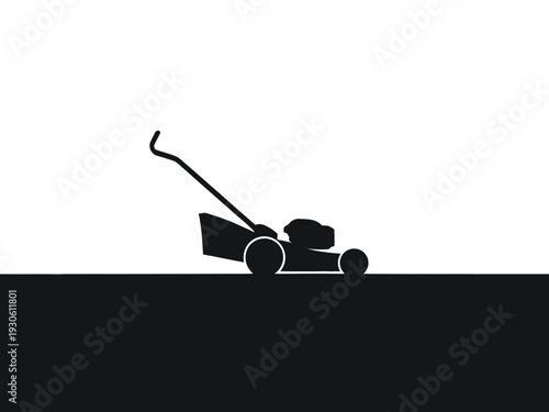 Simple Black Lawn Mower Silhouette Icon