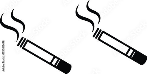 Cigarette silhouettes vector illustration, smoking icon, tobacco design, health awareness, smoke symbol, signage art, addiction theme, minimalistic, black, graphic