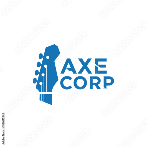 Blue Axe Corp logo featuring a guitar headstock, perfect for music-related businesses.
