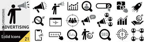 ベクターの広告に関するシルエットアイコンセット
