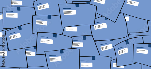 Cartoon Dutch tax letter. tax envelope on the doormat. Official letter in blue envelope of the Dutch tax authorities (Dutch: Belastingdienst). The Hague, Holland administration concept or VAT return