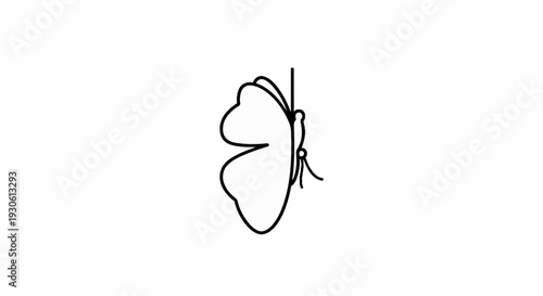 Stylized single wing butterfly outline with antenna, minimal design