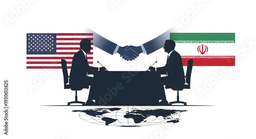 Global Politics Negotiation Between United States and Iran, Peace Talks and Geopolitical Tension Concept