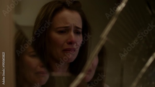 Broken Mirror Reveals Inner Turmoil. Shattered Glass Symbolizes Struggle With Self And Vulnerability